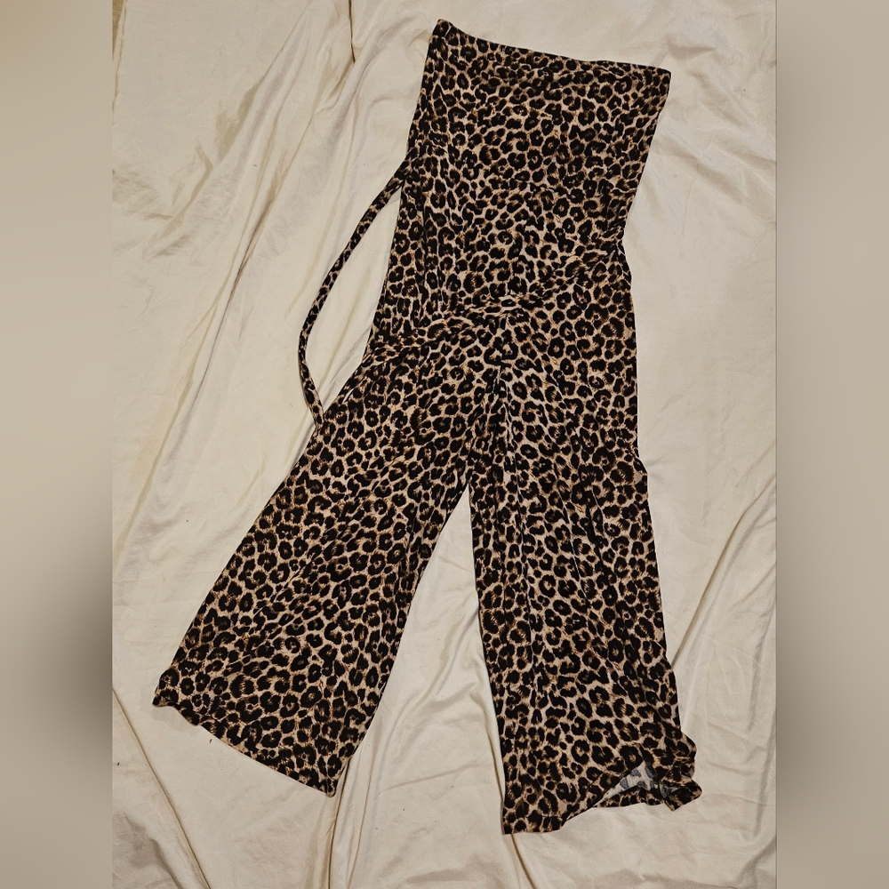 Leopard print strapless Jumpsuit